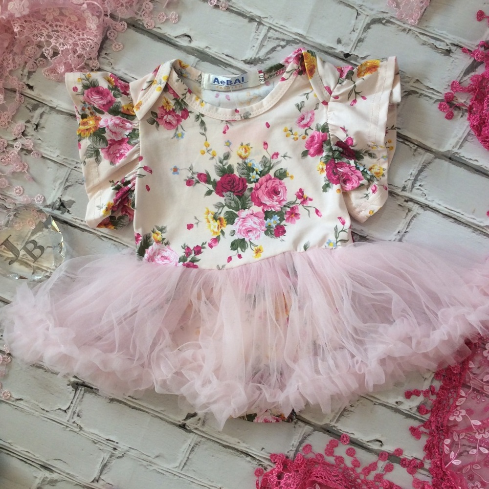Boutique Baby Girl Pink Floral Tutu Romper